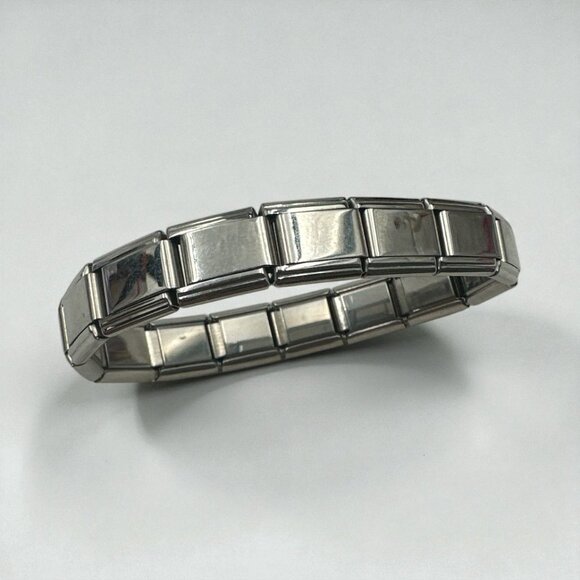 Italian Stainless Steel Link Bracelet Stretchable Design High Polished Finish Un - Picture 1 of 5